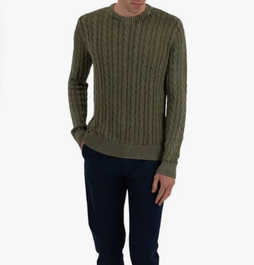 SUN68 Maglia Uomo K33118 ROUND CABLE VINTAGE P-EM in cotone 19 MILITARE